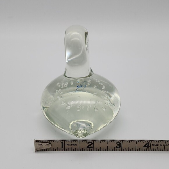 Duck Swimming Art Glass Paperweight with Controlled Bubbles Clear Glass - Picture 11 of 13